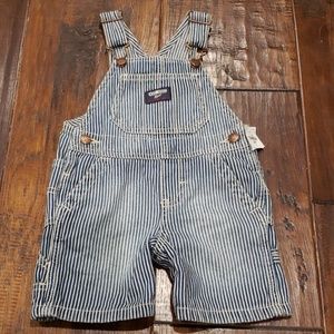 Nwt Oshkosh shortalls railroad stripe  overalls